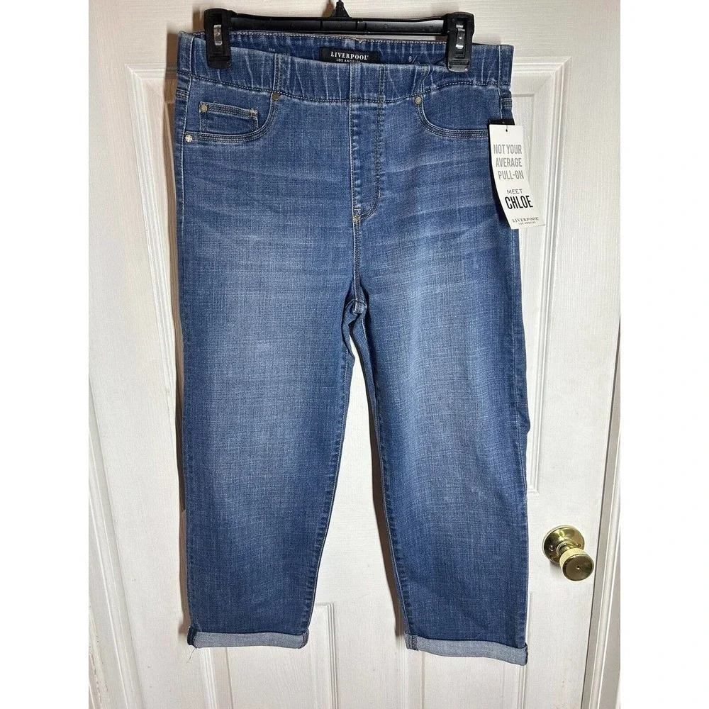 Liverpool Chloe Crop in Brinkley Denim Dark Wash Skinny Size 8/29 - Picture 7 of 10
